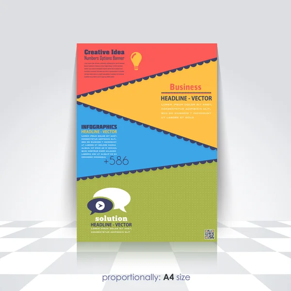 Folheto A4 em camadas multicores, Brochura, Capa de catálogo, Modelo de folheto corporativo — Vetor de Stock