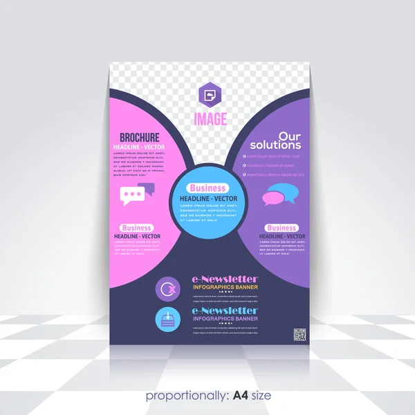 Flat Business A4 Flyer e Brochura. Capa de catálogo, modelo de folheto corporativo e design de fundo — Vetor de Stock