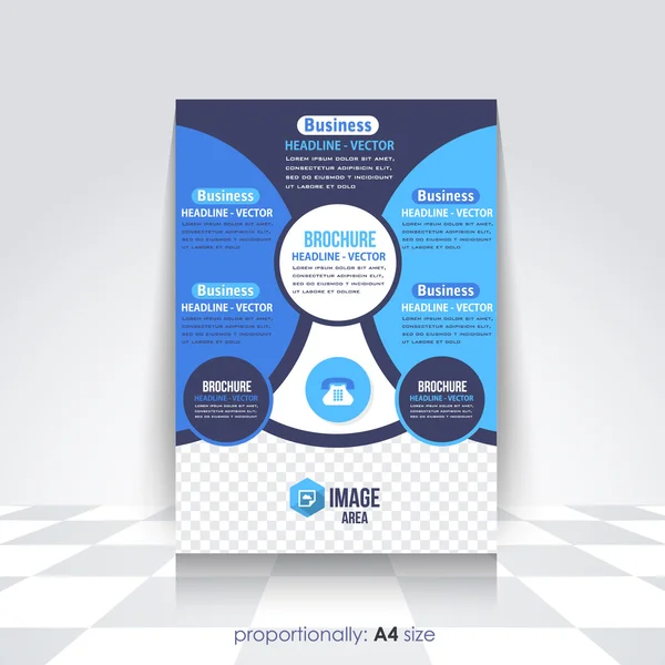 Brochure multiuso dei colori blu, copertina del catalogo, modello di foglio illustrativo aziendale — Vettoriale Stock