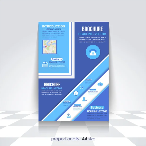 Blue Colors Multipurpose Business Brochure, Catalog Cover, Corporate Leaflet Template - Stok Vektor