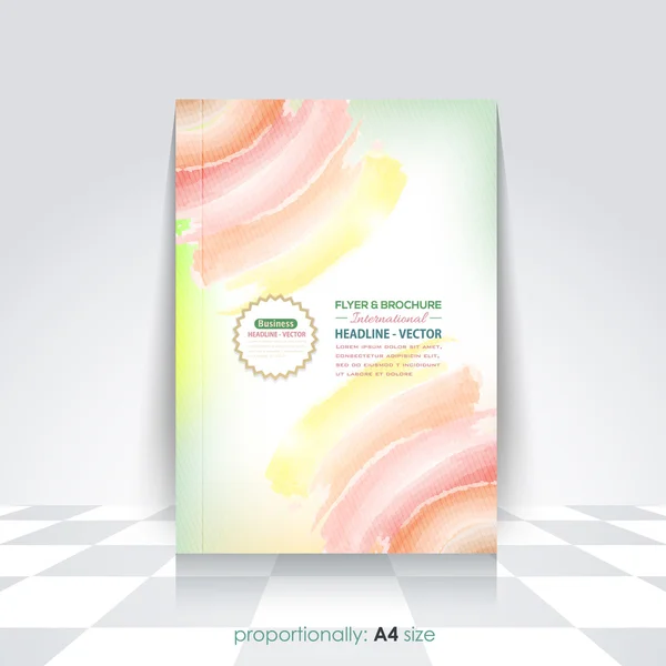 A4 Style Summer Colors Flyer, Brochure. Modèle de couverture, aquarelle Corporate Leaflet Design — Image vectorielle