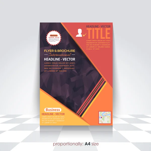 A4 Flyer, Low Poly Dark Background, Brochure Design. Cover, Corporate Leaflet Template — Stock Vector