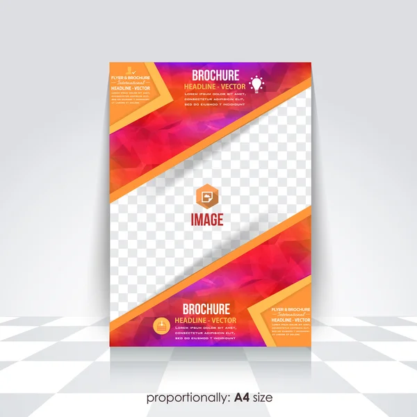 Colorful A4 Style, Brochure Design. Low Poly Style Cover, Corporate Leaflet Template — Stock Vector
