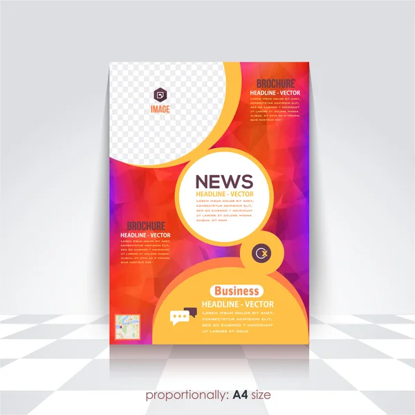 Colorful A4 Style, Brochure Design. Low Poly Style Cover, Corporate Leaflet Template — Stock Vector