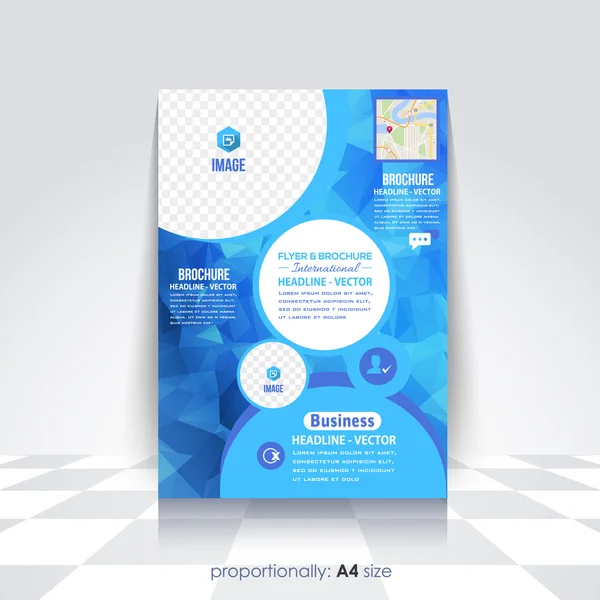 Volantino A4 low Poly Style. Copertina, volantino aziendale, modello Brochure — Vettoriale Stock