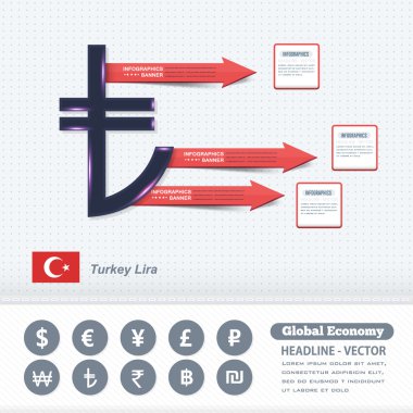 Türk Lirası Sembolü, İş Bilgi Grafikleri Tasarımı, Renkli Oklar