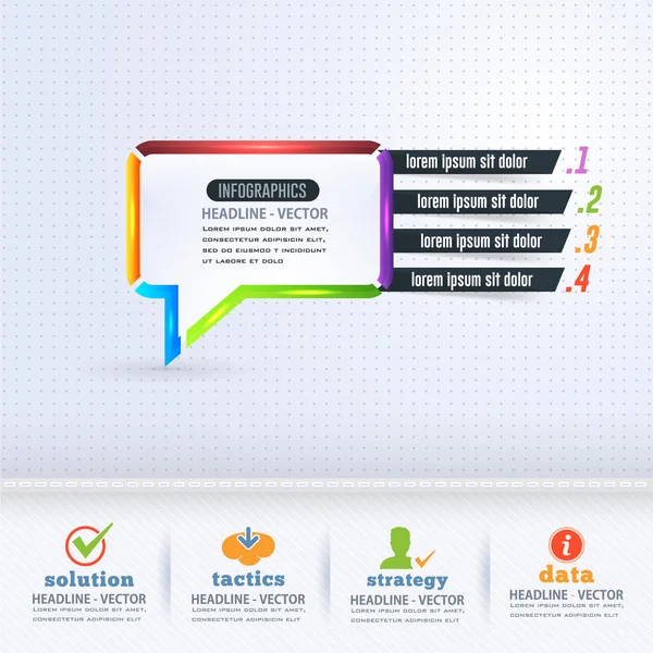 Infografías coloridas del concepto de la burbuja del discurso de los contornos, diseño de los elementos del Web — Vector de stock