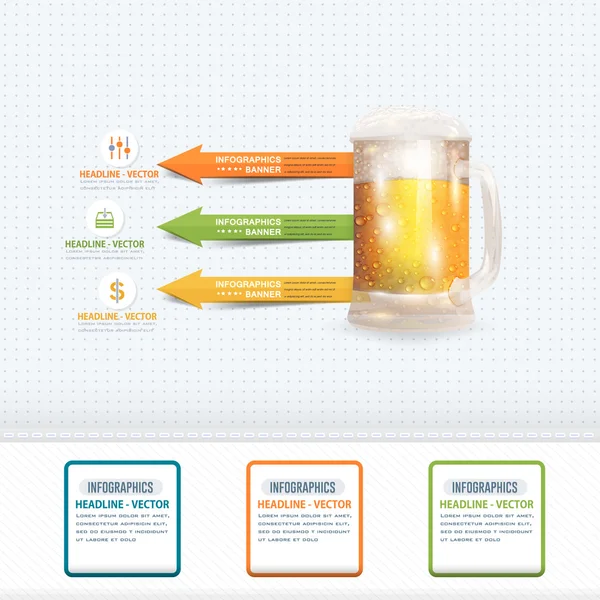 Illustrazione della birra Infografica e Frecce Design — Vettoriale Stock