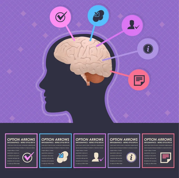 Mänskliga hjärnan hälsa och affärsidé koncept Infographics Elements — Stock vektor