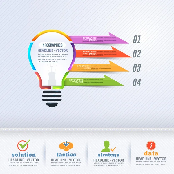 Negócio tema Bolbo Símbolo Conceito Infográficos Setas — Vetor de Stock