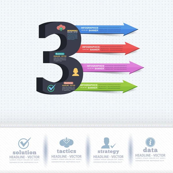 3d Style Numero 3 Disegno infografico piatto ed elementi web. Business, Concetto di marketing Modello vettoriale — Vettoriale Stock