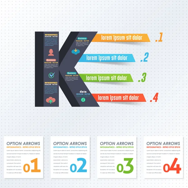 3D stil brev K platt Infographics design och webbelement. Företag, marknadsföring koncept vektor mall — Stock vektor