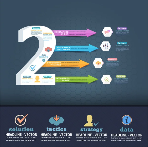 3d Estilo Número 2 Diseño de Infografías Planas y Elementos Web. Negocio, Concepto de Marketing Plantilla de Vector — Vector de stock