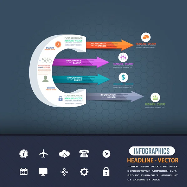 3d estilo letra c plana infográficos design e elementos da Web. Business, Marketing Concept Vector Template —  Vetores de Stock