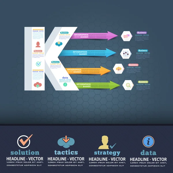 3d Стиль письма K Плоская инфографика Дизайн и веб-элементы. Бизнес, маркетинговая концепция векторный шаблон — стоковый вектор