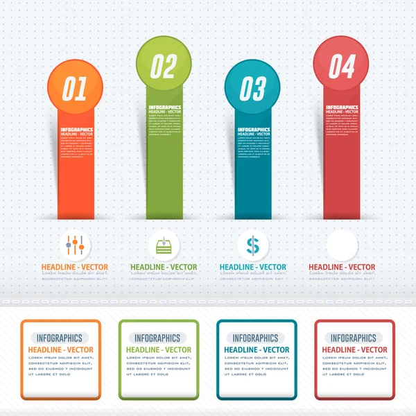 Infográficos de setas coloridas, Design de banner de números de elementos vetoriais — Vetor de Stock