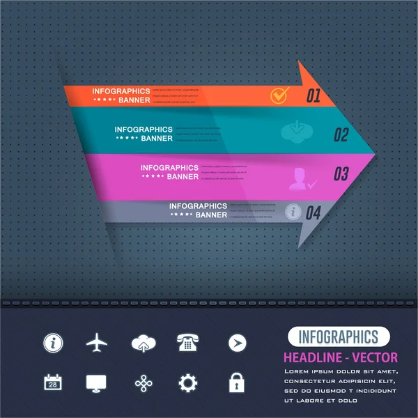 Infographies de flèches colorées, numéros d'éléments vectoriels Conception de bannière — Image vectorielle