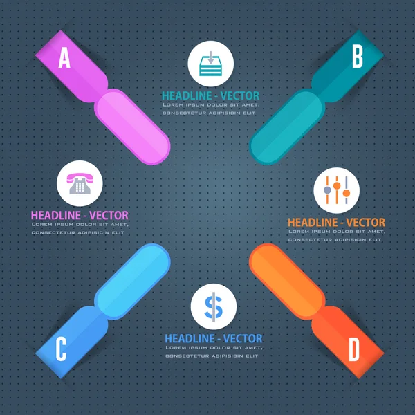 Infografías coloridas de las flechas, Elementos vectoriales Números Diseño de banner — Archivo Imágenes Vectoriales