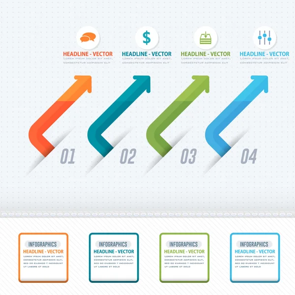 Kleurrijke pijlen infographics, Vector elementen nummers banner ontwerp — Stockvector