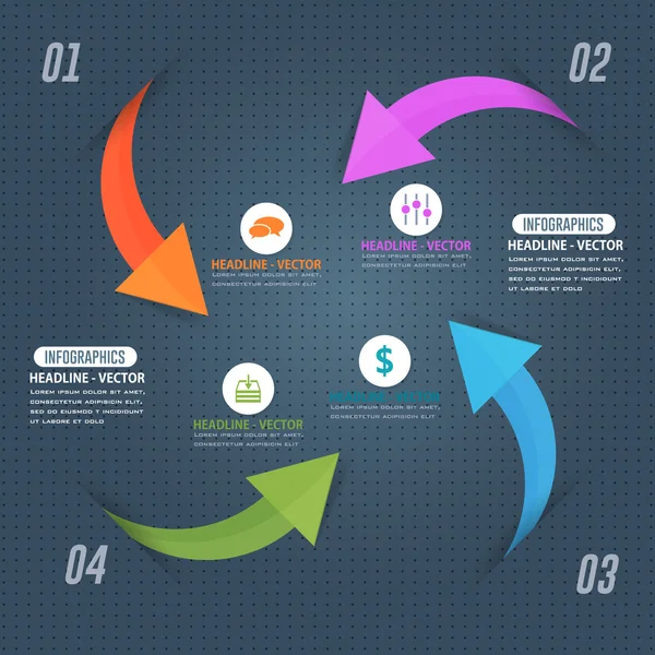 Infographies de flèches colorées, numéros d'éléments vectoriels Conception de bannière — Image vectorielle