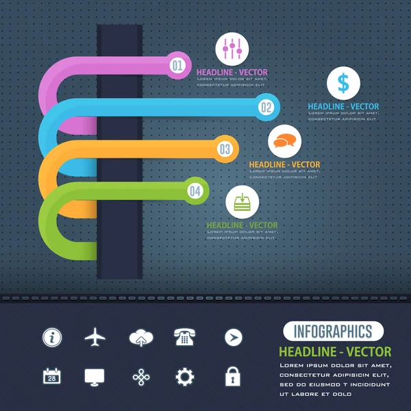 Infographies de flèches colorées, numéros d'éléments vectoriels Conception de bannière — Image vectorielle