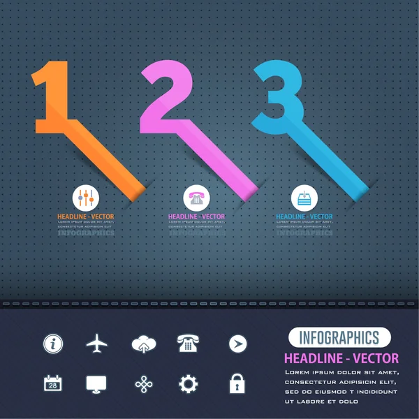 Infographies de flèches colorées, numéros d'éléments vectoriels Conception de bannière — Image vectorielle