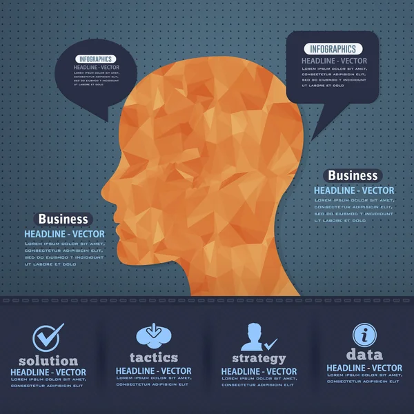 Flache Grafik menschlicher Kopf, Geschäftskonzept Vektor Infografik Design — Stockvektor