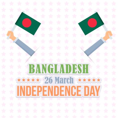 Düz Stil Bangladeş Bağımsızlık Günü 26 Mart Kutlama Kartı, Arka Plan, Rozetler Vektör Şablonu