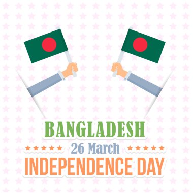 Düz Stil Bangladeş Bağımsızlık Günü 26 Mart Kutlama Kartı, Arka Plan, Rozetler Vektör Şablonu