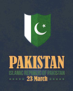 Retro Style Pakistan Ulusal Günü 23 Mart Kutlama Kartı, Web Banner, Arka Plan, Rozetler Vektör Tasarım