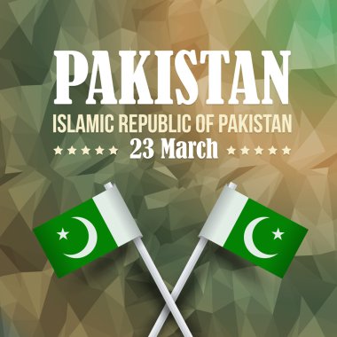 Düşük Poly Style İslam Cumhuriyeti Pakistan Ulusal Gün Tebrik Kartı