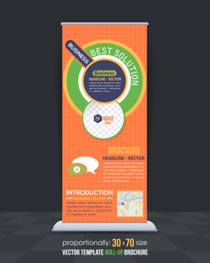 Çok renkli iş Roll-Up Banner şablon, dikey reklam tasarım