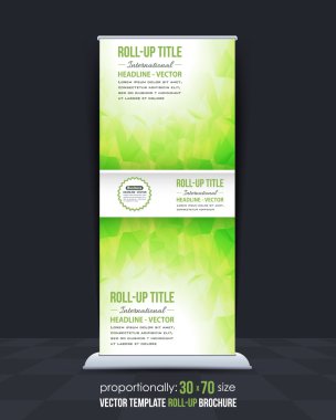 Roll-Up tasarım, izole afiş poligonal tarzı yeşil renkler