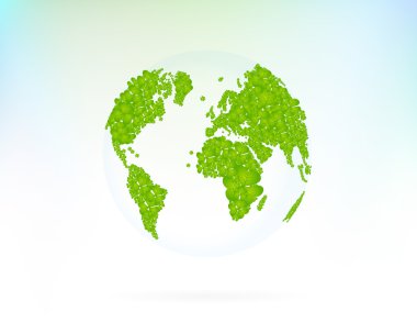 Bahar kavramı dünya harita sembol vektör tasarım, kıta yeşil çiçek şekil