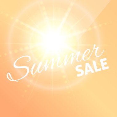 Yaz satış rozet, arka plan bulanık, etkisi güneş