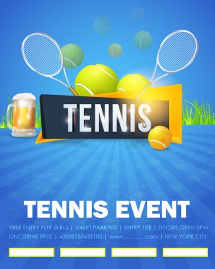 Tenis olay, el ilanı veya Poster şablonu vektör tasarımı