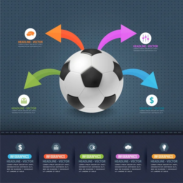 Fotbal, šablona informačního obrázku fotbalového míče — Stockový vektor