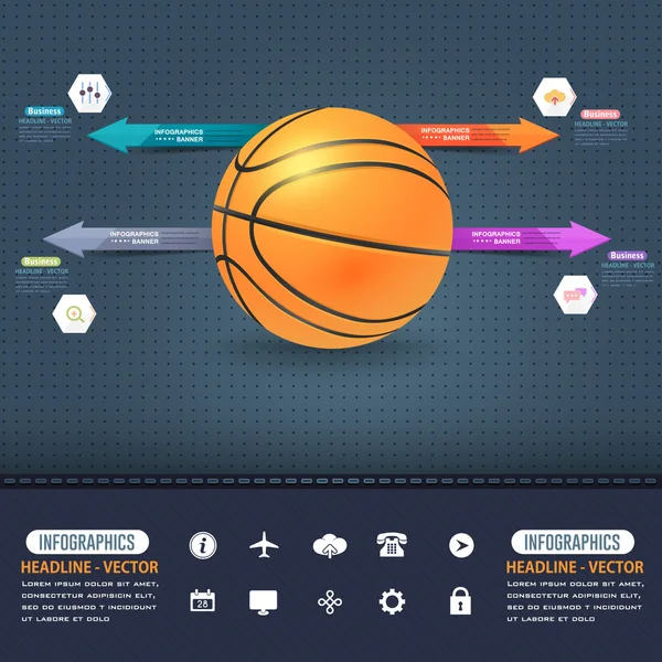 Basket Concetto Infografica Design — Vettoriale Stock