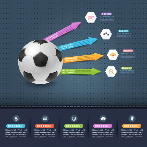 Futebol, Modelo de Infográficos de Bola de Futebol — Vetor de Stock