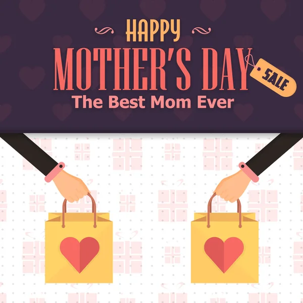 Happy Mother 's Day Sale Concept Web Banner Flat Design - Stok Vektor