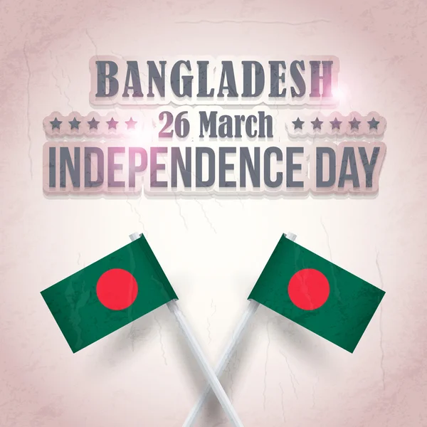 Tarjeta de Celebración Nacional de la República Popular Retro de Bangladesh, Fondo Grunge, Insignias Vector Emblema — Archivo Imágenes Vectoriales