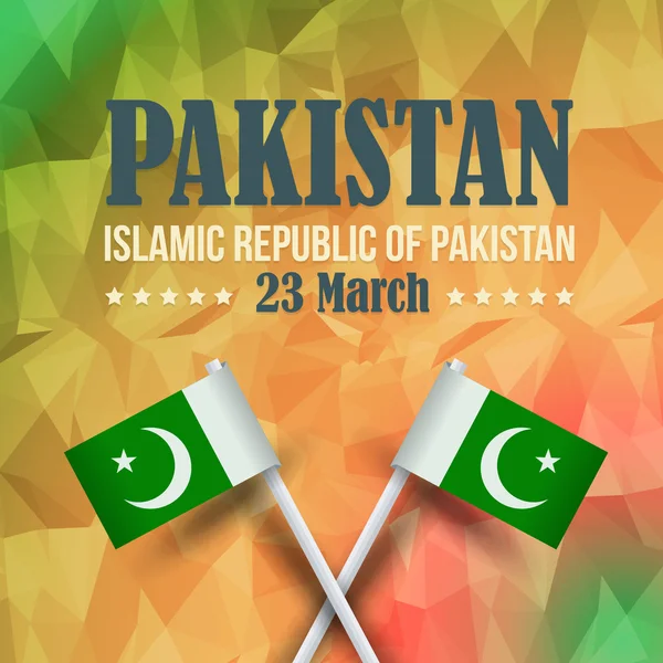 Tarjeta de felicitación del Día Nacional de la República Islámica de Pakistán de bajo estilo polivinílico — Vector de stock