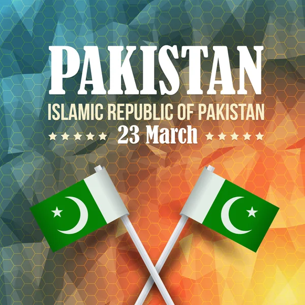 Tarjeta de felicitación del Día Nacional de la República Islámica de Pakistán de bajo estilo polivinílico — Vector de stock