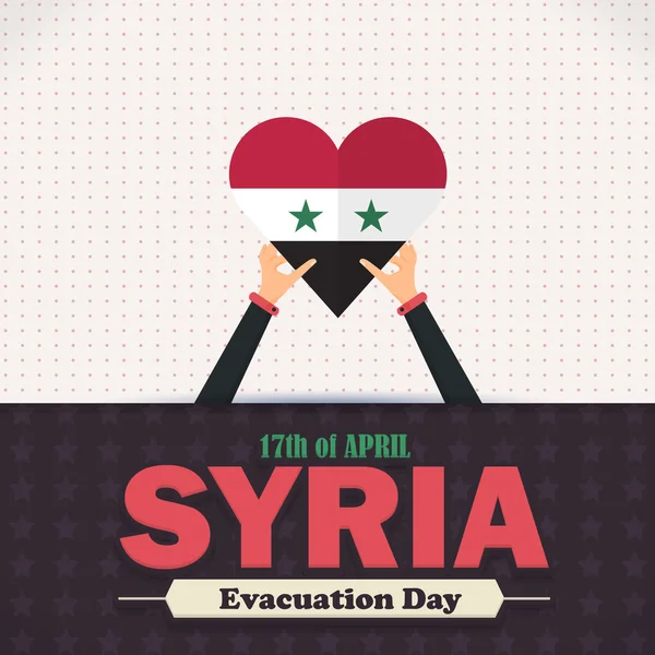 Düz Stil Suriye Arap Cumhuriyeti Tahliye Günü 17 Nisan Kutlama Kartı, Arka Plan, Rozetler Vektör Şablonu — Stok Vektör