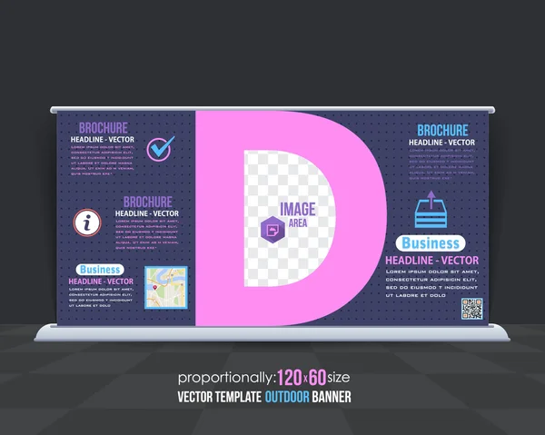 Letter D Business thema buiten banner ontwerp, reclame vector sjabloon — Stockvector