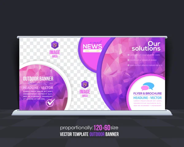 Violette Farben Low-Poly-Stil Outdoor-Banner, Werbe-Vektor Hintergrundvorlage — Stockvektor