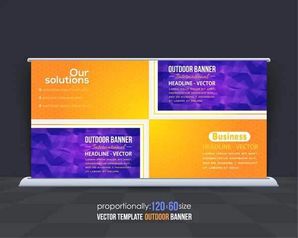 Violette Farben Low-Poly-Stil Outdoor-Banner, Werbe-Vektor Hintergrundvorlage — Stockvektor