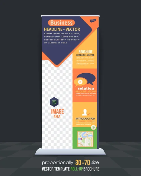 Diseño de banner roll-up de concepto de negocio de estilo plano — Vector de stock