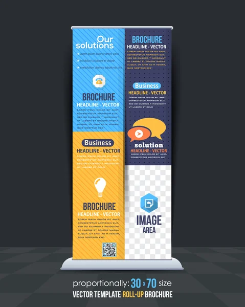 Tema de negocios Roll-Up Banner Design, Plantilla de vector de publicidad — Vector de stock