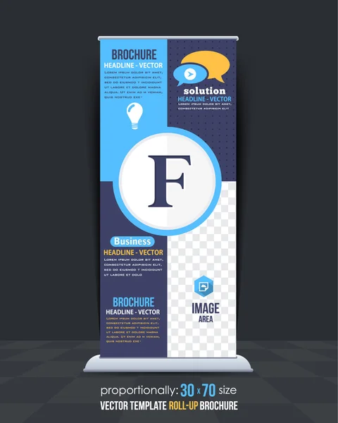 Litera F koncepcja Business Roll-Up Banner szablon, pionowy Reklama Design — Wektor stockowy